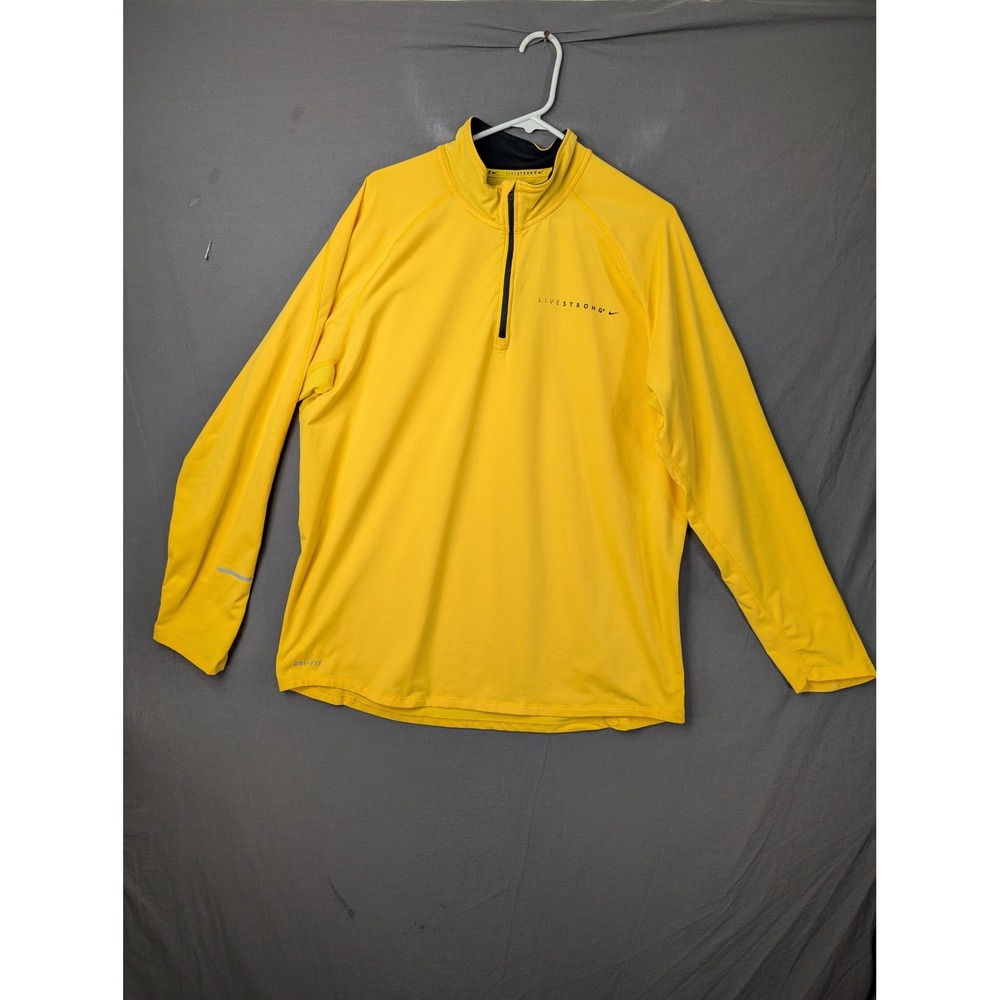 Nike Livestrong Mens Dri-FIT 1/4 Zip Running Pullover Yellow XL